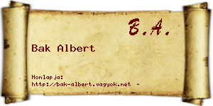 Bak Albert névjegykártya